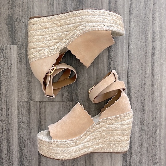 Chloe Lauren Suede Espadrille Wedge Sandals - Size 40 - Picture 2 of 7